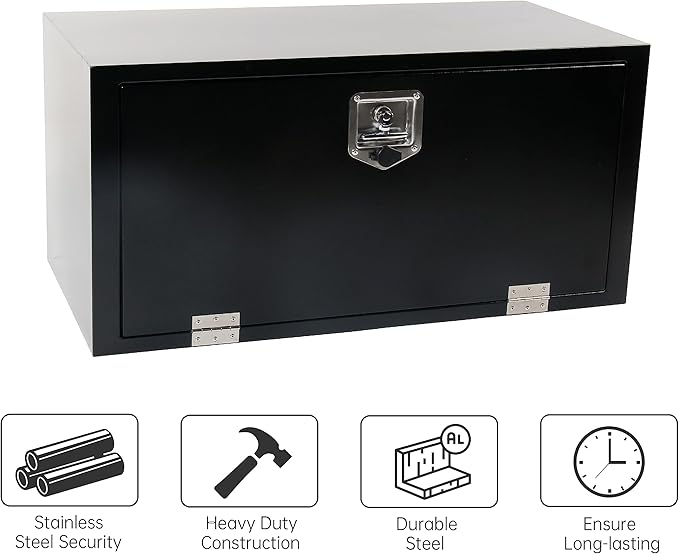 Steel Truck Tool Box, 36’’ Underbody Truck Tool Boxes for Underbed of Truck, Trailer, Rv -Black（36''x18''x18''）