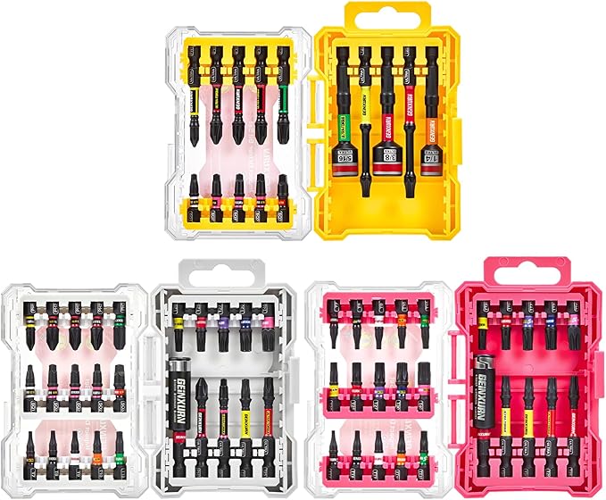 65Pieces Impact Screwdriver Bits Set, Magnetic S2 Steel Phillips/Square/Torx Insert Power Bits Tips,Impact Bit Holder and Nut Driver with Storage Box Case