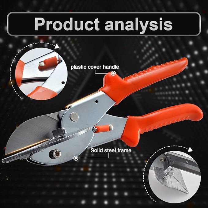 KATUR Multi Angle Miter Shear Cutter Hand Tools 45 Degree to 135 Degree with Spare Blade PVC PE Plastic Pipe Scissors (Orange)