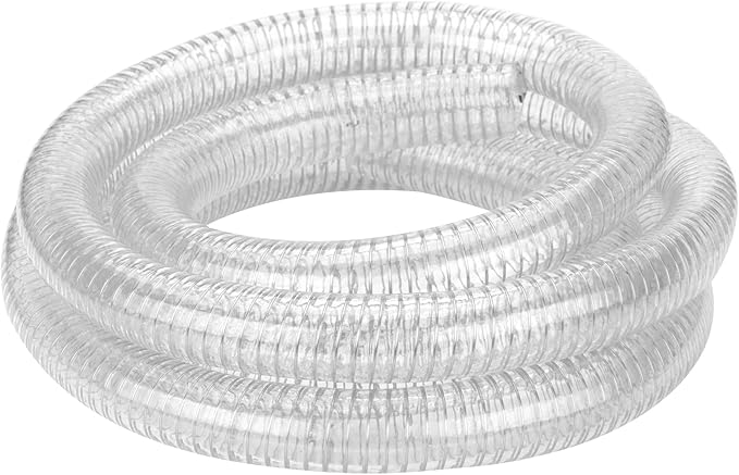 Suction Hose 3/4"ID x 10ft Reinforced Tubing PVC Clear Wire Vinyl Tubing,Heavy Duty Spiral Steel Flexible Hose,Dust Collection Boat Marine Pump, Drain