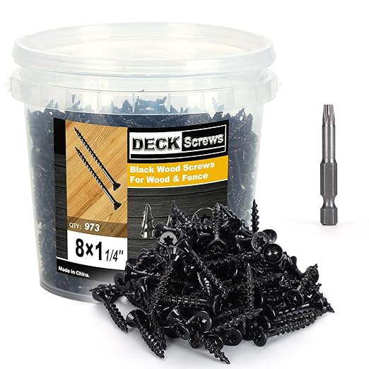 Deck Screws #8X1-1/4?쇺? T25 Star Torx Drive Flat Head Wood Screws, Black, 5lb