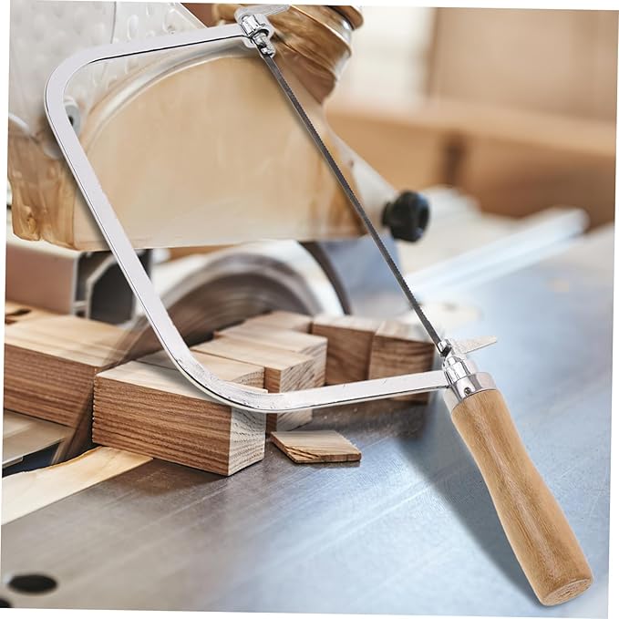 Woodworking Coping Saw with Wooden Handle Lightweight Hand Saw with Replacement Blades for Precise Cutting of PVC and Light Metals Labor Saving DIY Tool