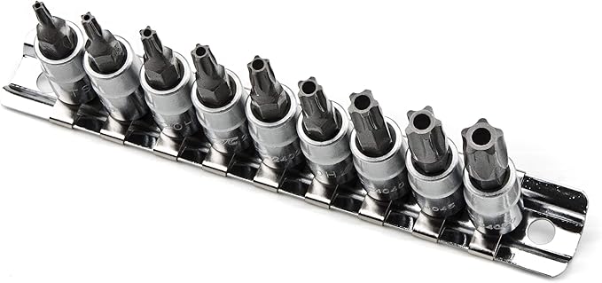 9PCS 5 PT. 1/4-Inch Drive Star Bit Socket Set for New 5 Point Tamper-Proof Bolts by JTC 3303
