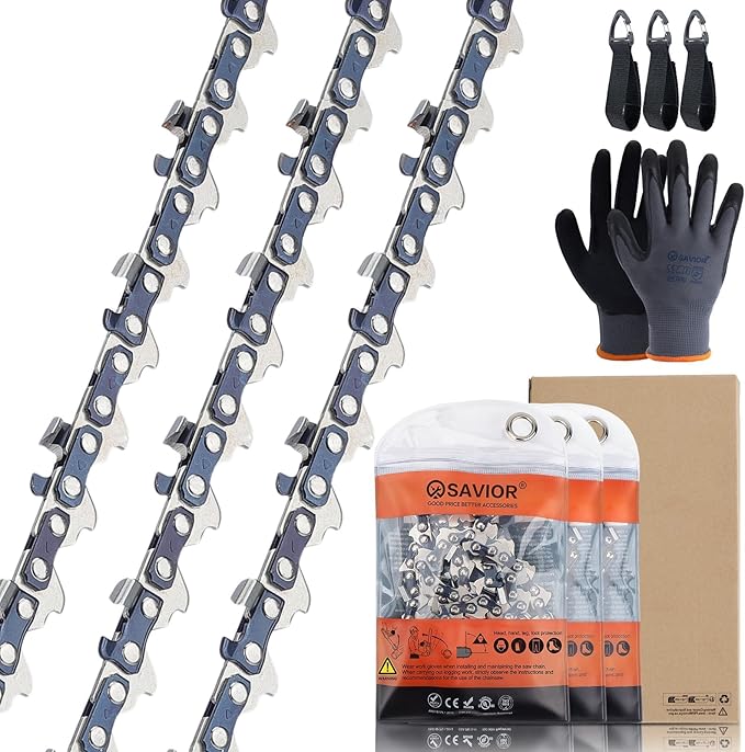 Savior 3PC 10 Inch Pole Saw Chain for Stihl 71PMM3 56, 1/4" Pitch .043" Gauge 56 Drive Links Chainsaw Chain for MSA120 C-B Pole Saw, fot 3005 008 3403 10-Inch Guide Bar(3 Chains)