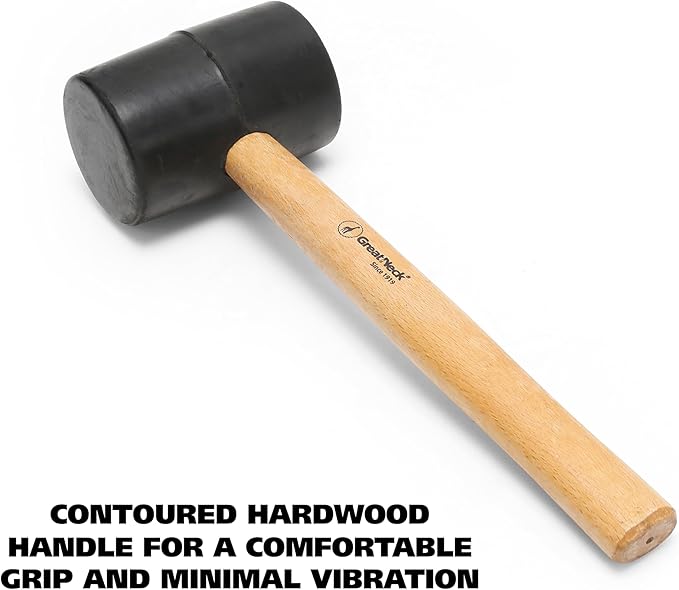 GreatNeck RM32 32 Oz Rubber Mallet Hammer For Construction, Woodworking, Automotive, Heavy Duty Double Faced Mallet Features Polished Hardwood Handle, Dual Sided Non-Marring Rubber Head
