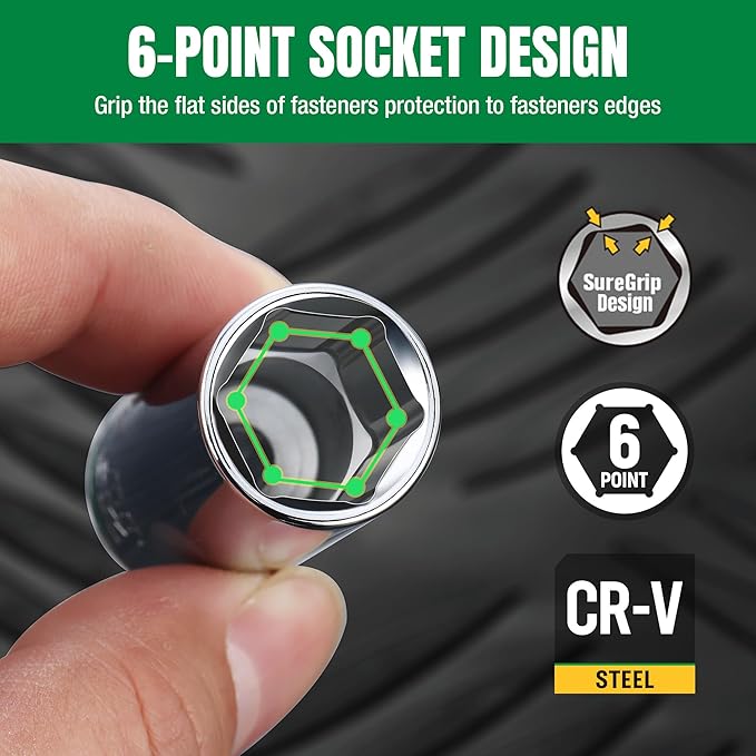 SK 1/4" Drive Socket Set, Deep Metric Sockets, 13-Piece 4-14 mm, SuperKrome Finish, Premium CR-V Construction, with Aluminum Socket Organizer
