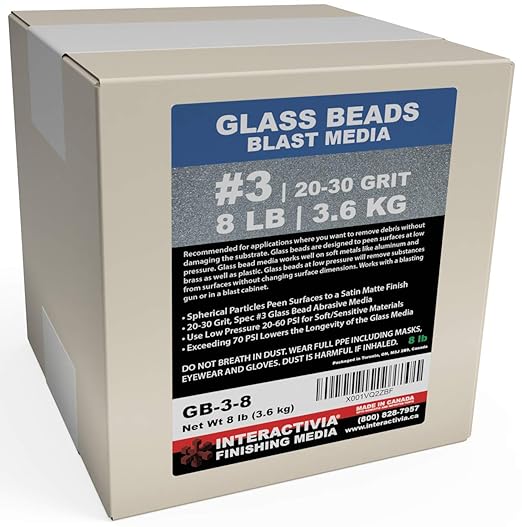 INTERACTIVIA #3 Glass Beads - 8 lb or 3.6 kg - Blasting Abrasive Media (Course)