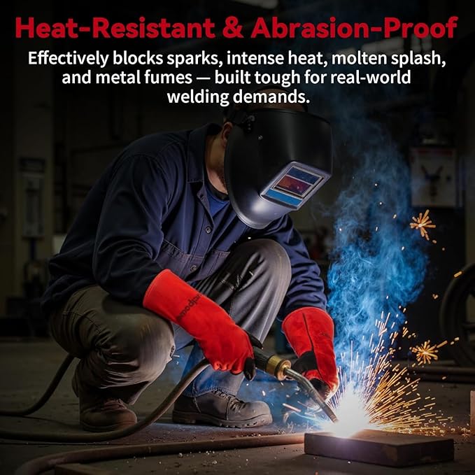 16 Inch Welding Gloves Heat Resistant 932째F for BBQ,Oven,Grill,Fireplace MIG,TIG,Stick Welding,Forging,Animal Handling(2XL)