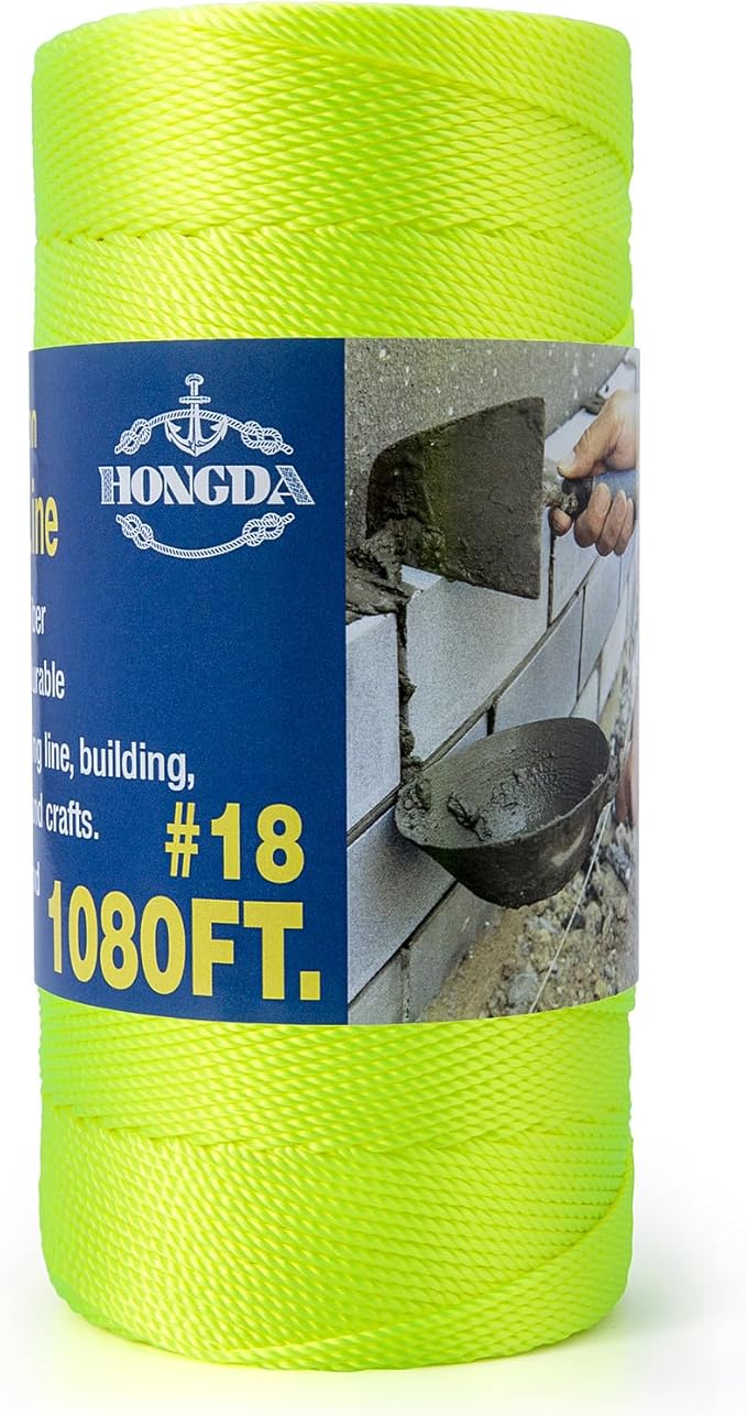 HONGDA Twisted Nylon String, #18 x 1080FT Mason Line String, Nylon Twine for Masonry Job, Trot Line, Decoy Line, Net Making and Mending, Workshop, Crafts, Gardening