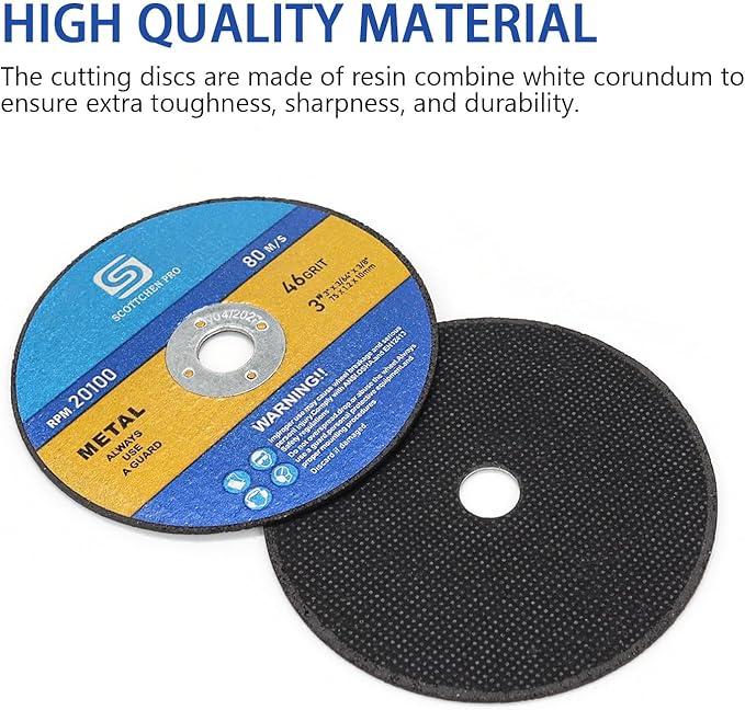3inch Cut-Off Wheels 3" x 3/64" x 3/8",Die Grinder Cutting Disc for Die Grinder,with 1/4" Shaft, 3/8" & 1/4" Arbor Mounting Mandrel-10Pack Cutting Wheels+1pc Mandrel
