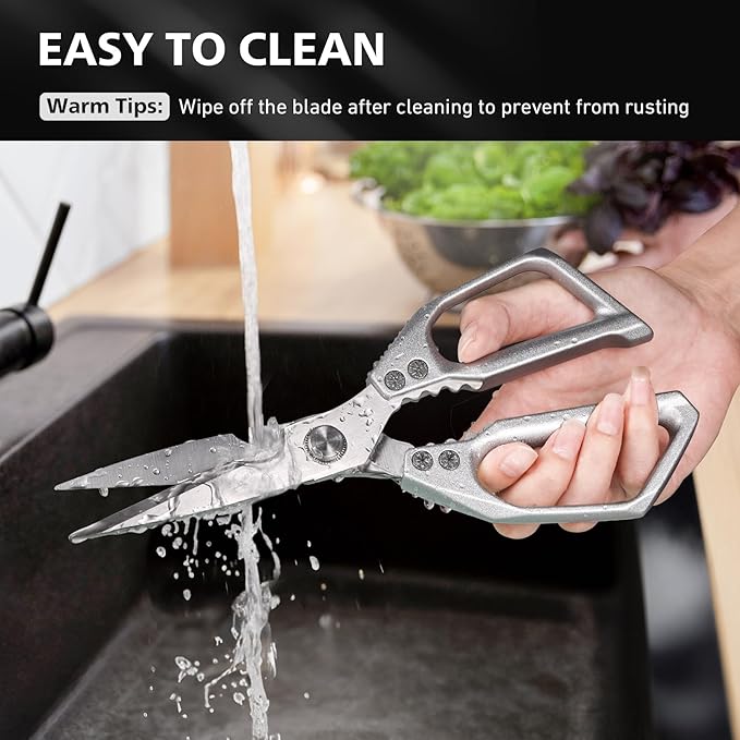 BALUCA Heavy Duty Kitchen Scissors All Purpose - Professional Stainless Steel Japanese Kitchen Shears for Food, Chicken Bones & Turkey | Dishwasher Safe, Sharp Meat & Poultry Scissors (Traditional)
