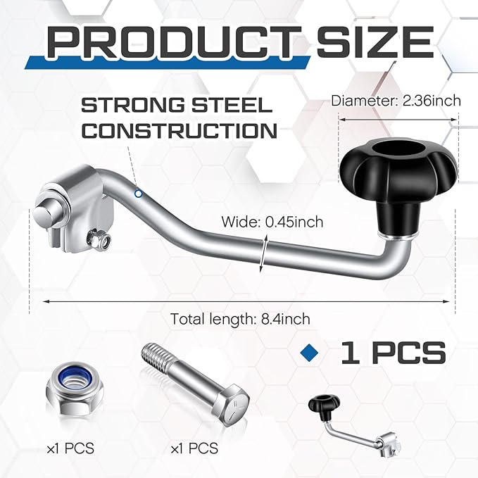 Trailer Jack Handles Replacement Crank Accessories Fits Most Trailer Jacks, Comes with Bolt Nut Spacers, Top Wind Jack Handle Red and Black (1 Set,Black)