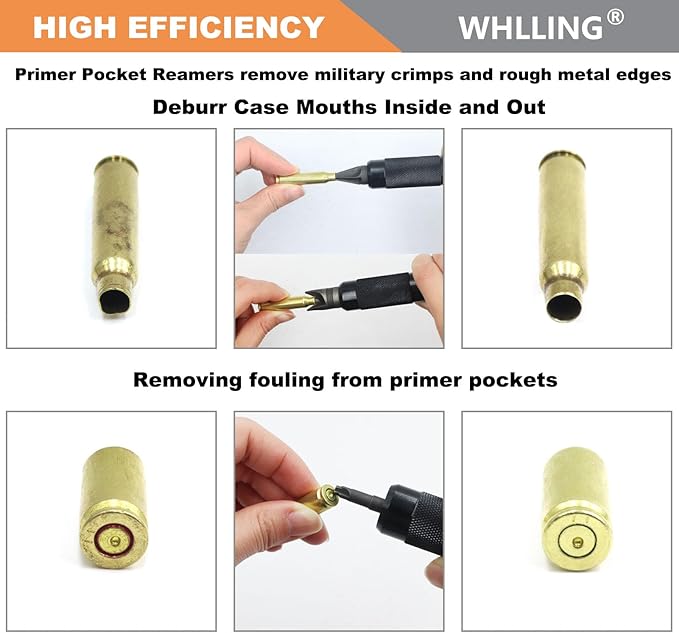Case Prep Multitool, Case Chamfer Deburring Hand Tools for Reloading, Fits Case. 17-. 45 Caliber, Primer Pocket Cleaners Reamers for Removing Crimps
