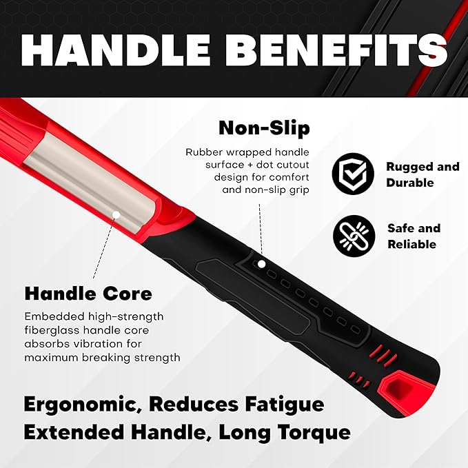 C&T 2 Piece Hammer Set, 3lb Sledge Hammer-Drilling Hammer & blacksmith hammer,mini sledge, cross peen hammer, Fiberglass & Soft No-Slip Handle,Perfect for Demolition, Construction and Blacksmithing