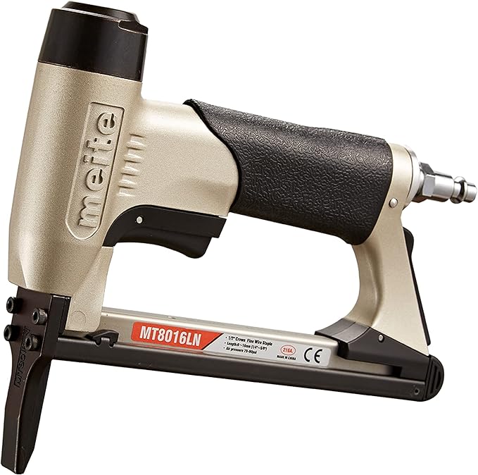 meite Upholstery Staple Gun with Extended Nose for 21 Gauge 1/2-Inch Crown Staples, Heavy-Duty Pneumatic Stapler for Woodworking, Carpentry, and Decoration DIY Projects (Model MT8016LN)