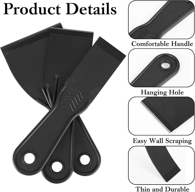 8PCS Plastic Putty Filler Knife Flexible Plastic Paint Scraper Tool Durable Wall Scraper Accessory Non Scratch Easy Cleaning Spackle Knife for Repair Spackling Patching Plastering
