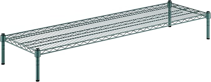 18" x 60" x 8" Green Epoxy Wire Storage Shelf, Dunnage Rack, Commercial 1 Tier Small Shelf