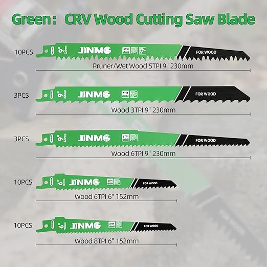 44-Piece Reciprocating Saw Blade Set - 8 Metal & 36 Wood Cutting Saw Blades, Pruner Saw Blades with Organizer Case - Fits Most Brands