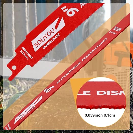13 Pack 9 in 14/18 TPI and 13 Pack 6 in 14/18 TPI Bi-Metal Reciprocating Saw Blades for Automobile Dismantling Metal Steel Cutting Non-Stick Coated for Less Heat for 1/16-5/16 Medium Metals