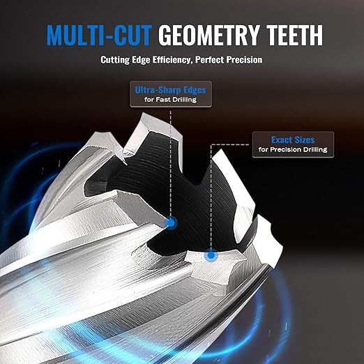 ZELCAN Annular Cutter Set, 11pc Mag Drill Bit Kit with 2" Cutting Depth, 7/16" to 1-1/16" Cutting Diameter, HSS Spiral Flute Annular Cutters with 2 Pilot Pins & Carrying Case for Steel Aluminum Copper