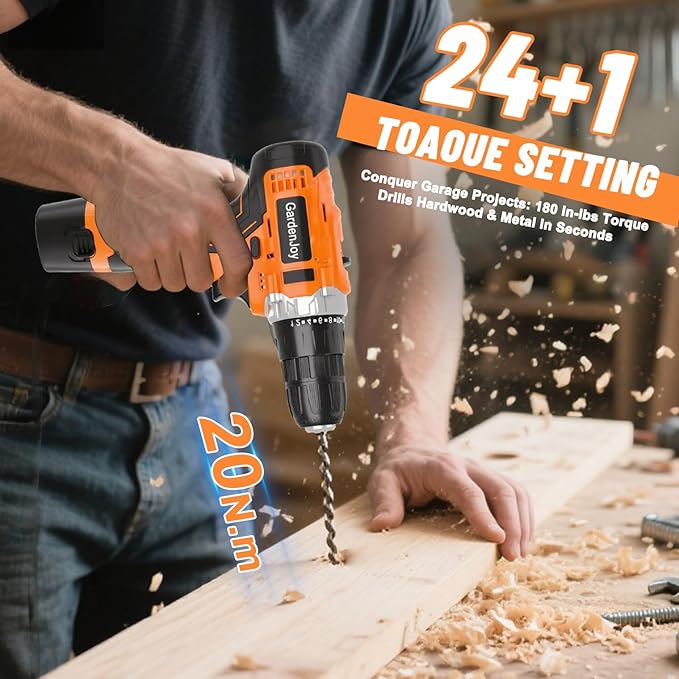 12V Cordless Electric Drill Driver Set, Powerful Lightweight Portable Rechargeable Screwdriver 42pcs Accessories,2-Speed, 24+1 Position for Wood/Wall Drilling & Screw Driving, Home DIY Tool woman man