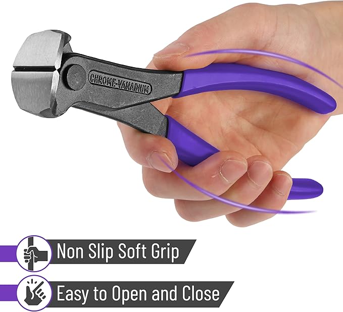 Bates- Nail Puller, 7 Inch, Royal Purple, Nail Remover Tool, Cutting Pliers, Carpenter Tools, Staple Puller, End Cutting Pliers