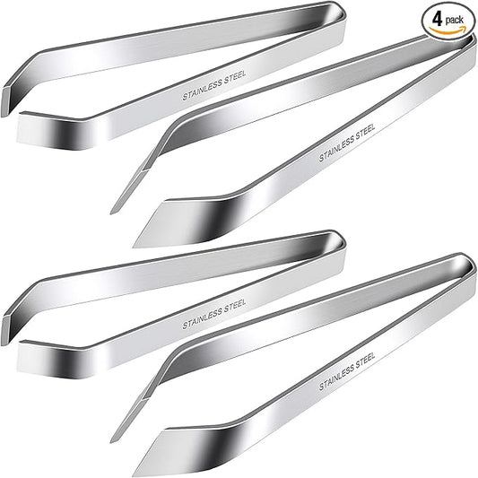 Fish Bone Tweezers, Professional Stainless Steel Flat and Slant Pliers Set for Kitchen Salmon Trout, 4 Pcs