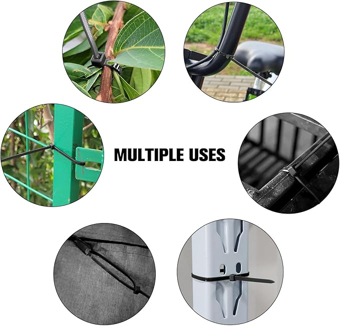 Zip Ties 12 inch 竊똇eavy Duty Cable Ties with 120 Pounds Tensile Strength竊똁lack Zip Ties竊?00 Pack, Wire Ties for Indoor and Outdoor Use.