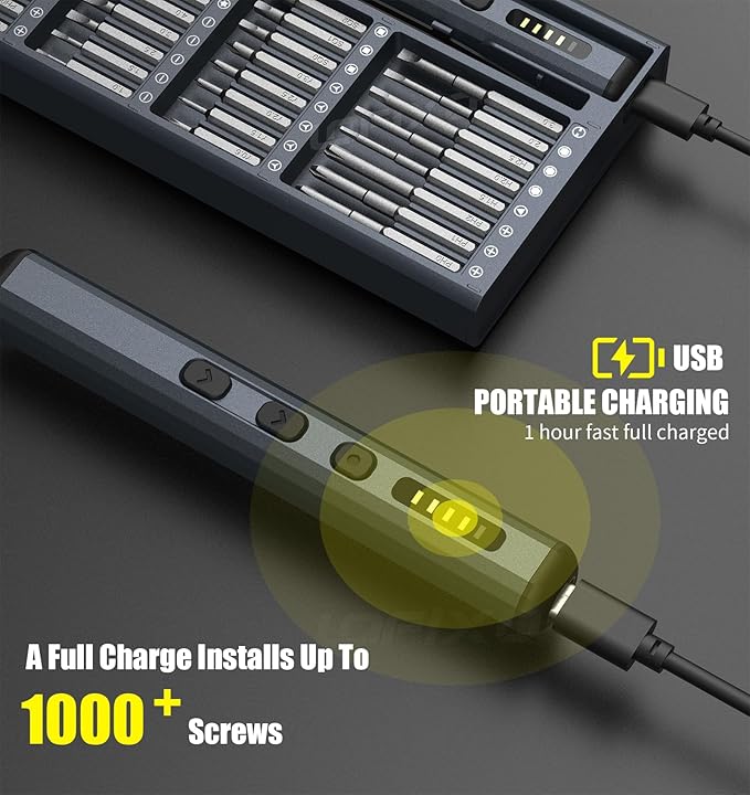 Electric Screwdriver Cordless Tool Set,72 PC Rechargeable Power Screwdriver Torx Phillips Triangle Pentalobe Automatic-Battery Electronics Kit for Macbook/Ps5/Xbox/Switch Computer Laptop Glasses