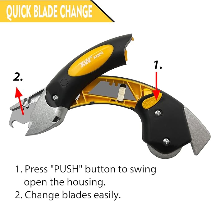 XW Heavy Duty Roller Carpet Knife and Light-weight Carpet Knife竊똄xtra 15 PCS Blades Included, 2-Pack