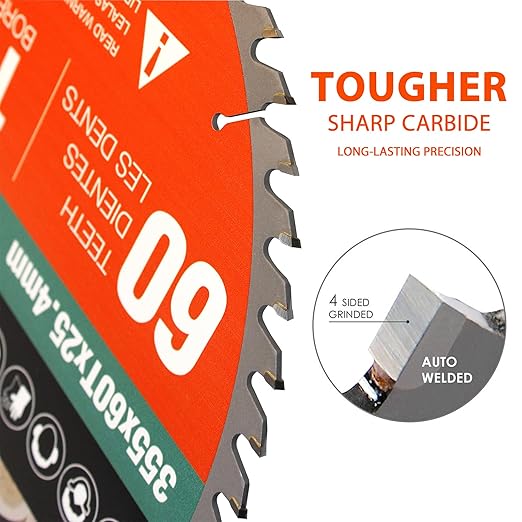 14 Inch 60-Teeth Saw Blade for Cutting Wood, Plastic Laminate and Composite Materials Wood Cutting Disc
