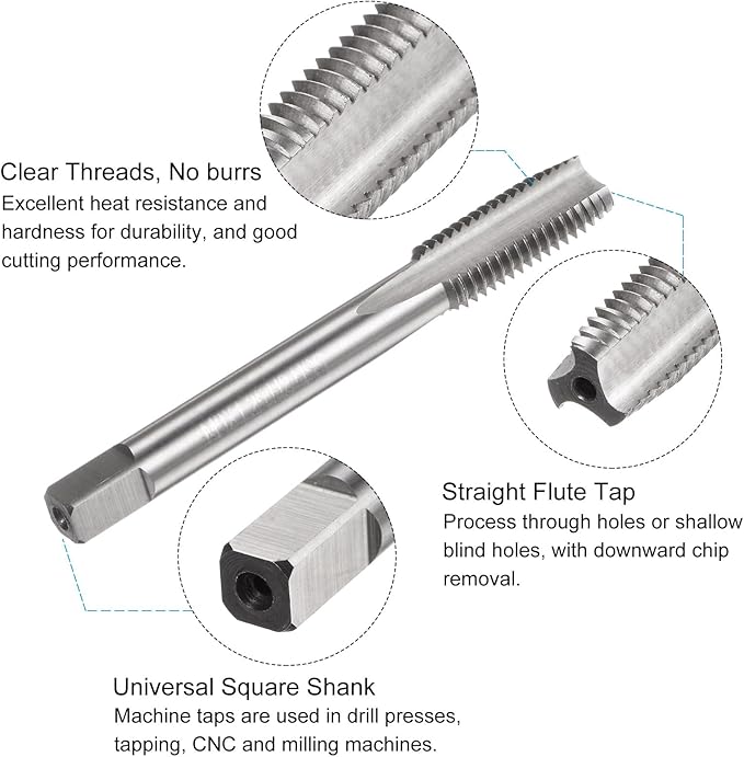 uxcell Metric Tap and Drill Bit Set, M9 x 1.25 Thread Tap & 7.8mm Black Oxide Twist Drill Bit, Straight Flute Tap Tapping Threading Repair Tool Kit
