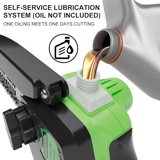 6 Inch Mini Chainsaw Cordless,Auto-Oiler and Tool-Free Adjustment Mini Chain Saw竊?1V 2000 Mah Rechargeable Battery Powered Electric Chainsaw for Tree Trimming Wood Cutting