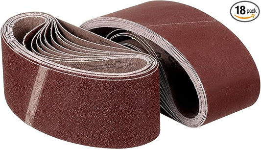 3 x 21 Inch Sanding Belt, 18 Pcs 60/80/120/150/240/400 Grit Knife Sharpener Belts Work Sharpening for Belt Sander Knife Carving Tool Metal Working