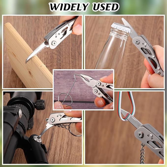 Lasnten 24 Pcs Small Multitool Pliers, Christmas Gifts for Men Stainless Steel Small Multitool Mini Pliers Foldable Knife, Bottle Opener, Screwdriver Apply to Survival, Camping, Dad Gifts (Grey)