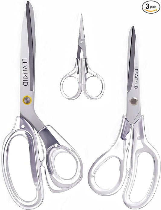 scissors all purpose, Titanium Coated Blades and Ergonomic Clear Handle, Clear scissors for Office Desk, Modern Design for Craft, Sewing, fabric,Office/Silver