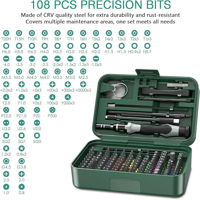 ORIA Precision Screwdriver Set, 132 in 1 Magnetic Repair Tool Kit with Case, Multi-function Manual Screwdriver Set with 108 Bits, Tweezers, Extension Rod, for Electronics, Watches, Glasses