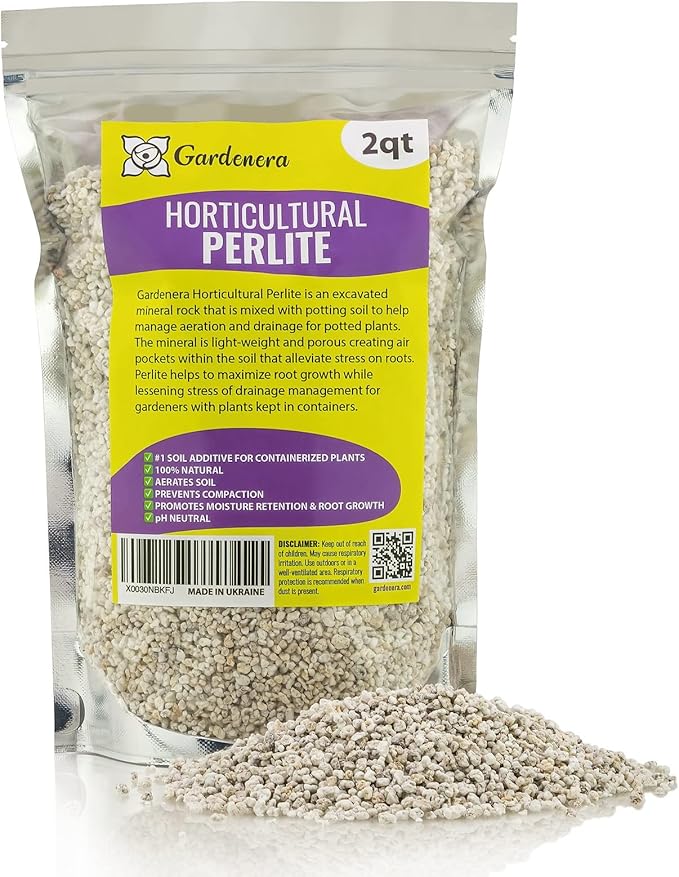 Gardenera Organic Perlite ??Medium/Fine Grade Horticultural Soil Amendment for Indoor & Outdoor Container Plants for Drainage Management and Enhanced Growth (2 Quart)