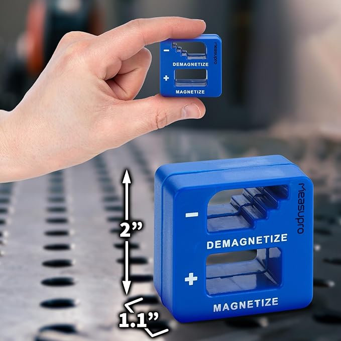 Demagnetizer and Magnetizer for Screwdrivers Tips, Bits, and Small Tools, Large or Big Screws, Drills, Drill Bits, Sockets, Nuts, Bolts, Nails and Precision Construction, Blue - 3 Pack