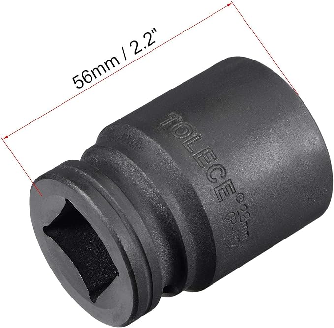 uxcell 3/4-Inch Drive 28mm 12-Point Impact Socket, CR-MO Steel 56mm Length, Standard Metric Sizes