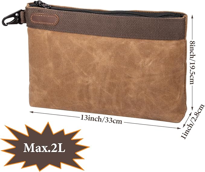 Waxed Canvas Tool Pouches 4 Pack ??11-Inch Heavy-Duty Zipper Tool Bags Set, Waterproof Utility Storage Pouches for Tools, Cables, Gear & Supplies ??Rugged Tool Organizer Bags