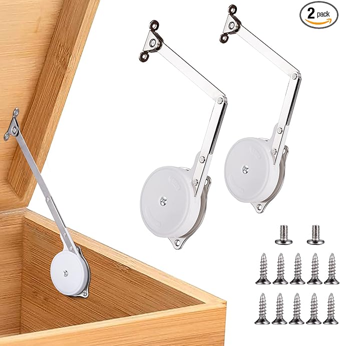 2 Pack | Toys Box Hinges Soft Close - HBL??Lid Support Chest Hinges for Wooden Toy Box, Cedar, Storage Trunk & Benches, Made of Zinc Alloy, Safety & Heavy Duty.