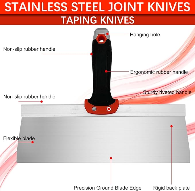 7 Pack Drywall Knife and Corner Tool Set, 6????0??2??4??Taping Knives, Outside Corner Trowel & Inside Corner Trowel for Joint Taping, Finishing, Patching