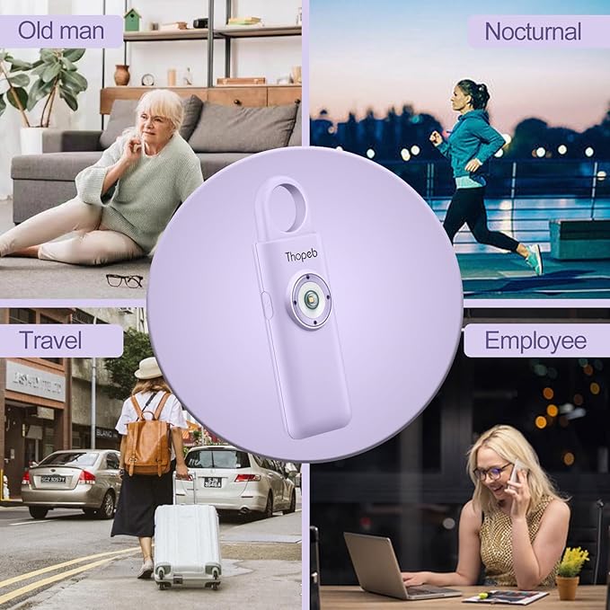 Thopeb?밫he Original Personal Safety Alarm for Women Self Defense ??Elders & Kids Self Defense Keychain Siren ??135dB Loud Siren Bird Sound ??Cute Key Chains Protection (Purple)