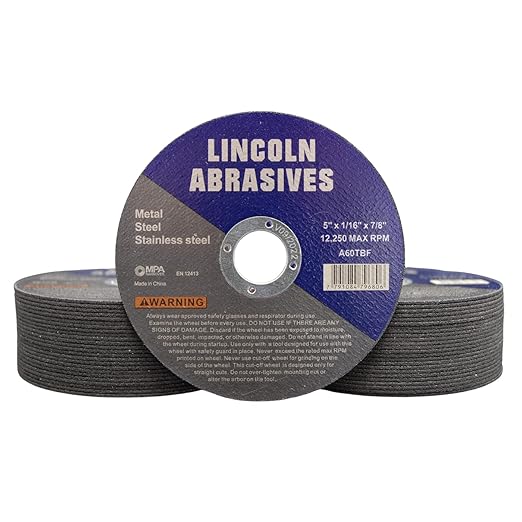 50 Pc 5" x 1/16" x 7/8" Cut-Off Wheels Lincoln Abrasives Metal & Stainless Steel