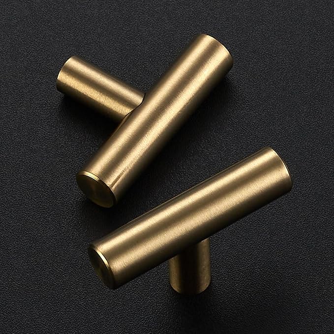 JOY DECOR 20 Pack Champagne Bronze Cabinet Pulls ??2 Inch Length, Single Hole ??Stainless Steel Kitchen Cabinet Handles for Drawer and Cupboard