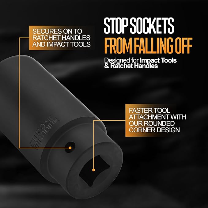 TIGHTSPOT 1/2 Inch Drive 31 mm Deep Impact Socket with Anti-Rounding 6 Point Design, Heat-Treated CRV Steel