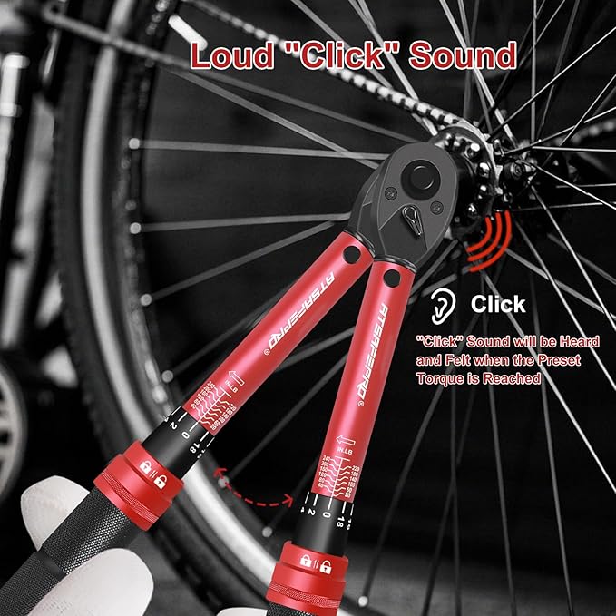 ATsafepro 1/4" Torque Wrench (20-240 in-lb / 2.3-27.1 Nm) -Dual Scale, 72-Tooth Ratchet, 짹3% Pre-Calibrated Accuracy, Suitable for Bike & Bicycle Maintenance