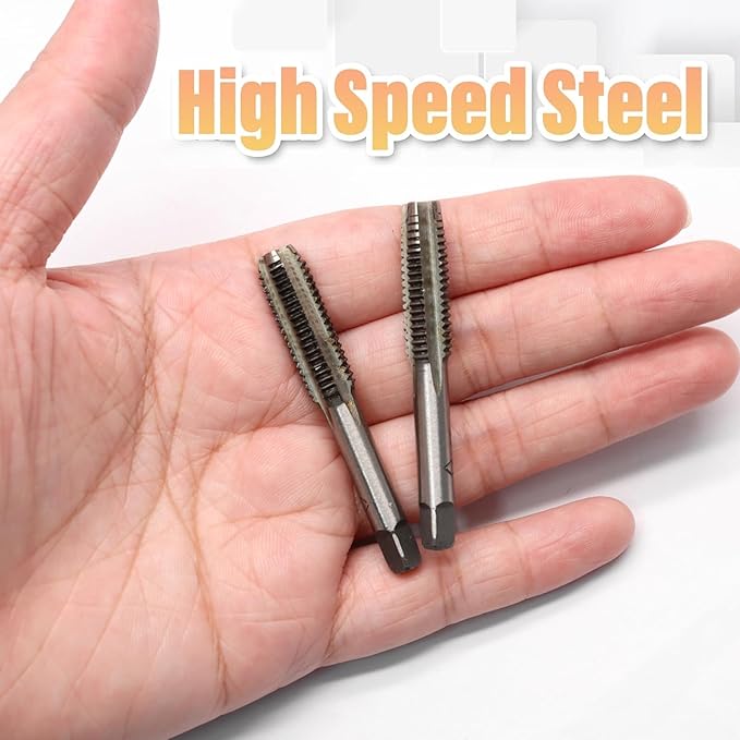 Qjaiune 2pcs M8x1.25 Tap, M8 Metric Thread Right Hand Tapping Tool, HSS Thread Milling Taps (M8 x 1.25, 1 Pair)