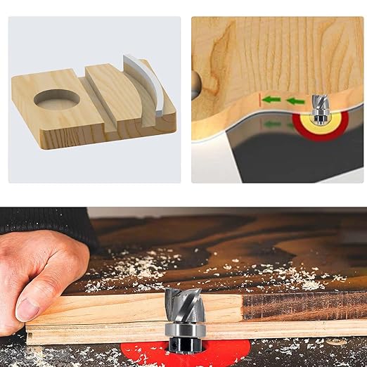 Spiral Flush Trim Router Bit 1/4 Shank, Up-Cut Carbide Head 3-Flute, 5/8" Diameter, 1/2" Cutting Length, Pattern Template Flush Trim Router Bit, for Grooves, Bottom Cleaning, Wood Trimming